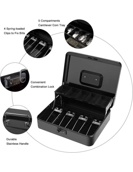 Caja de Dinero Goehiaul con Cerradura de Combinación 30x24x9 cm