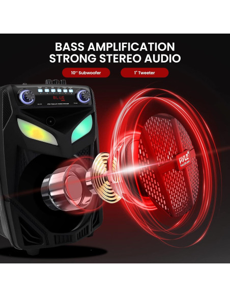Altavoz PA Bluetooth Pyle 600W 10" con 2 micrófonos