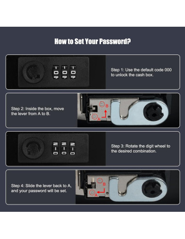 Caja de Dinero Goehiaul con Cerradura de Combinación 30x24x9 cm