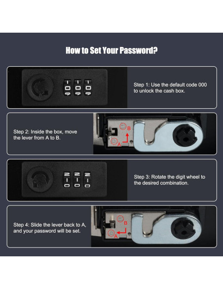 Caja de Dinero Goehiaul con Cerradura de Combinación 30x24x9 cm
