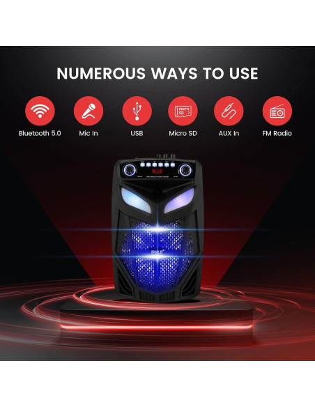 Altavoz PA Bluetooth Pyle 600W 10" con 2 micrófonos