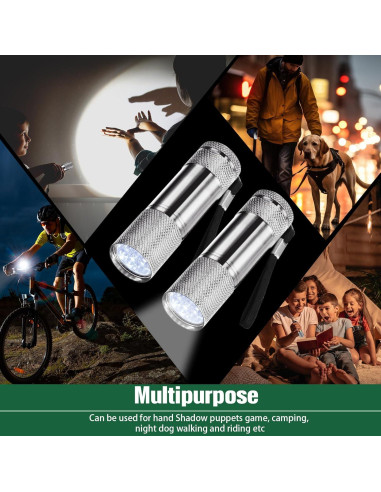 12 Mini Linternas LED VIHOSE de Aluminio Gris para Camping