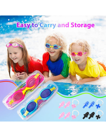 Gafas de Natación XDX para Niños 4-14 Años, Paquete de 4, Antiempañante UV