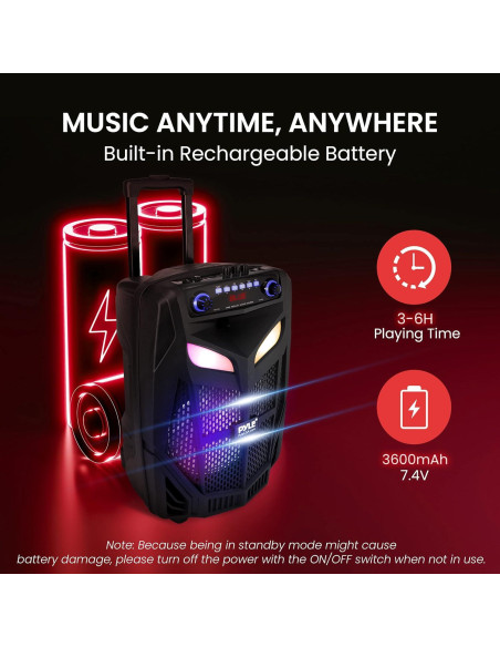 Altavoz PA Bluetooth Pyle 600W 10" con 2 micrófonos