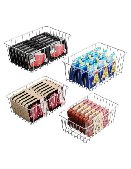 Cestas Organizadoras de Congelador iSPECLE - Paquete de 4 Blancas Cestas Organizadoras de Congelador iSPECLE - Paquete de 4 Blancas