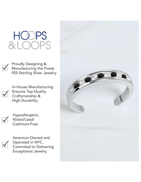 Anillo Abierto Ajustable Plata Esterlina 925 Aros y Bucles CZ