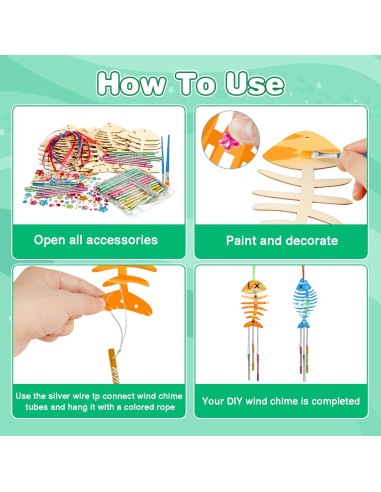 Kit de Campana de Viento Fennoral 30 Piezas Manualidades Niños