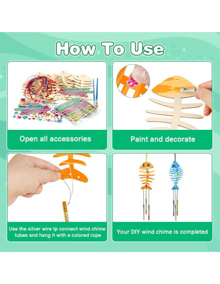 Kit de Campana de Viento Fennoral 30 Piezas Manualidades Niños