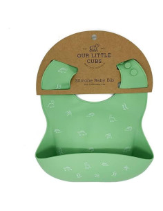 Babero de Silicona Ajustable Little Cubs Verde Impermeable
