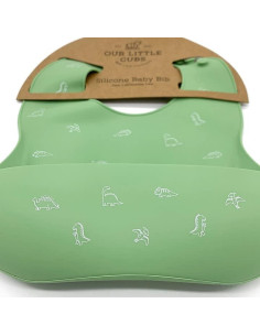 Babero de Silicona Ajustable Little Cubs Verde Impermeable 2
