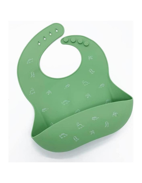 Babero de Silicona Ajustable Little Cubs Verde Impermeable