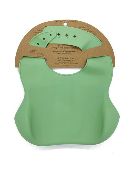 Babero de Silicona Ajustable Little Cubs Verde Impermeable
