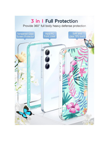 Funda LeYi para Samsung Galaxy A35 Verde con Protector 9H