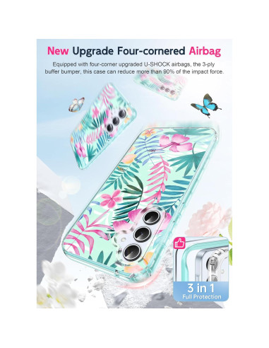 Funda LeYi para Samsung Galaxy A35 Verde con Protector 9H