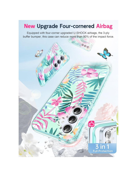 Funda LeYi para Samsung Galaxy A35 Verde con Protector 9H Funda LeYi para Samsung Galaxy A35 Verde con Protector 9H