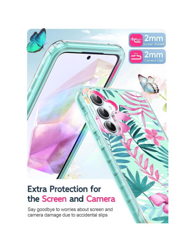 Funda LeYi para Samsung Galaxy A35 Verde con Protector 9H