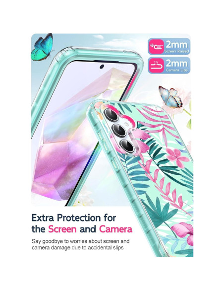 Funda LeYi para Samsung Galaxy A35 Verde con Protector 9H Funda LeYi para Samsung Galaxy A35 Verde con Protector 9H
