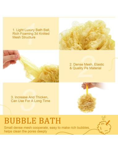 12 Esponjas de Ducha Exfoliantes FuWeave Doradas 12cm