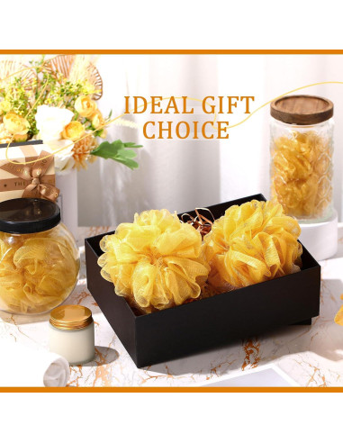 12 Esponjas de Ducha Exfoliantes FuWeave Doradas 12cm