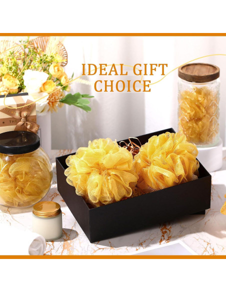 12 Esponjas de Ducha Exfoliantes FuWeave Doradas 12cm