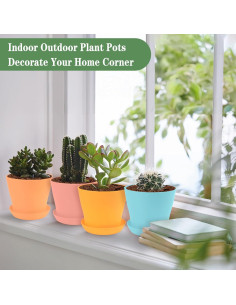 Macetas de Plástico Bluckincle 11.94 cm Paquete de 8 Colores 2