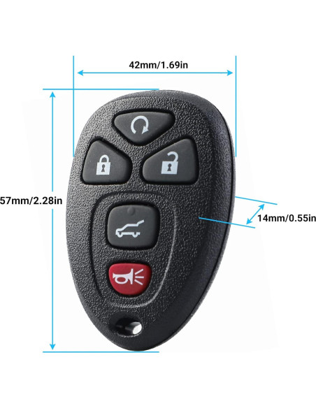 Control Remoto Entrada Sin Llave B4B para Chevy 5 Botones