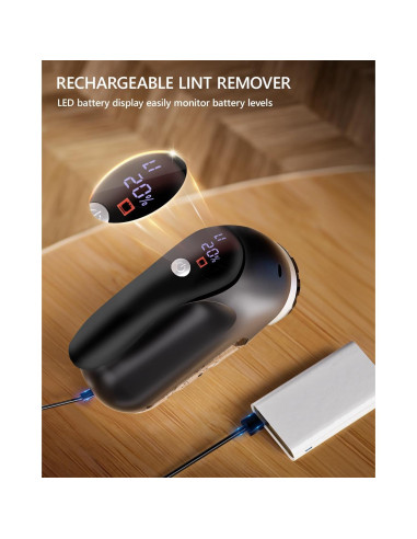 Afeitadora de Tela Eléctrica Super Lint Negro 6 Hojas LED