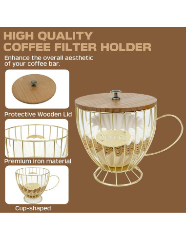 Cesta de Almacenamiento para Filtros de Café PUNNIO CFH-E1 Dorado