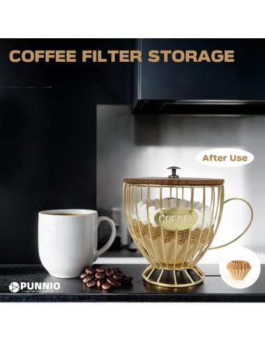 Cesta de Almacenamiento para Filtros de Café PUNNIO CFH-E1 Dorado