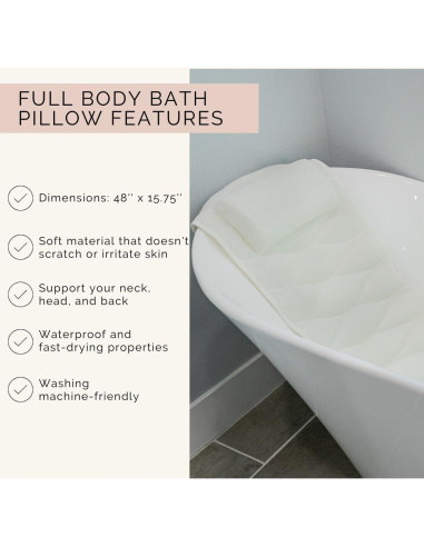 Almohada de Baño de Cuerpo Completo Monsuri - Malla Suave 121.92x40.01cm