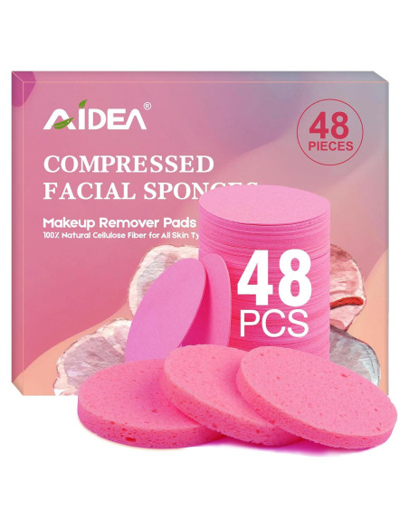 Esponjas Faciales Comprimidas AIDEA 48 Unidades Rosa