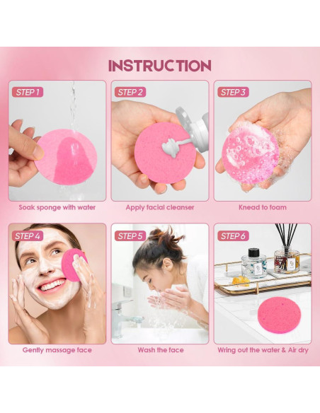 Esponjas Faciales Comprimidas AIDEA 48 Unidades Rosa