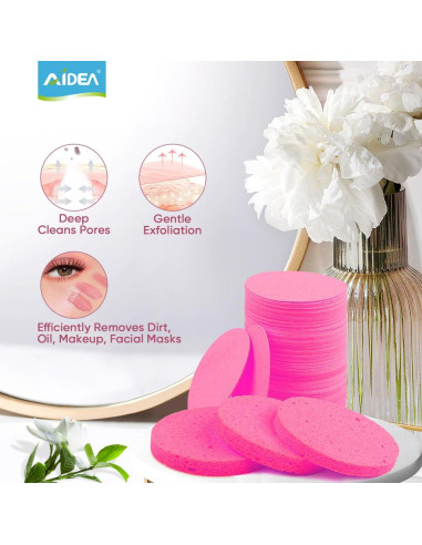 Esponjas Faciales Comprimidas AIDEA 48 Unidades Rosa