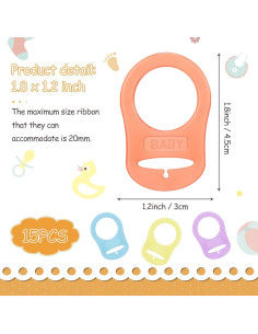 15 Clips de Chupete de Silicona Patelai para Bebés Coloridos 2