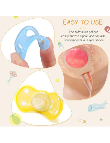 15 Clips de Chupete de Silicona Patelai para Bebés Coloridos