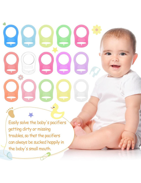 15 Clips de Chupete de Silicona Patelai para Bebés Coloridos