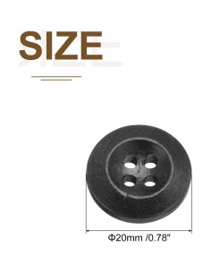 80 Botones de Madera Redondos 20mm uxcell Negro para Costura 2