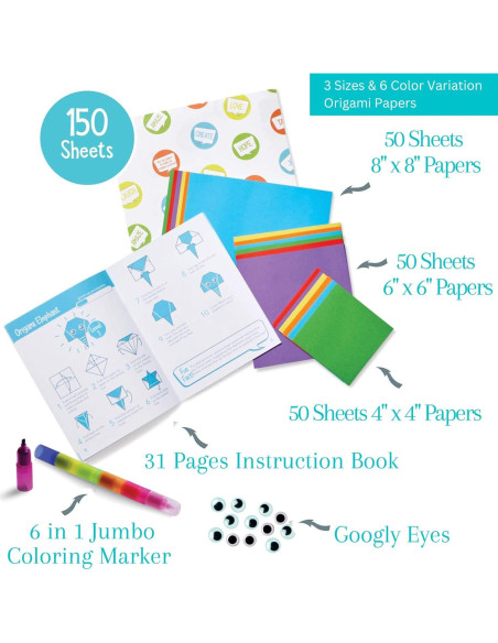 Kit de Origami Open The Joy - 150 Papeles de Doble Cara