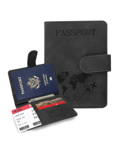 Soporte de Pasaporte y Tarjetas RFID Sovirose Negro
