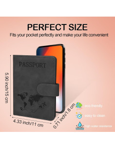 Soporte de Pasaporte y Tarjetas RFID Sovirose Negro 2