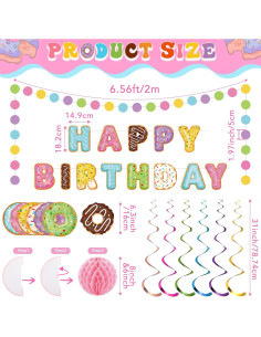 Decoraciones de Cumpleaños Donut Pasimy 34 Pcs Multicolor 2