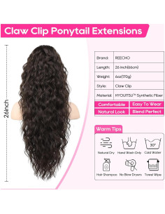 Extensión de Cola de Caballo Rizada REECHO 66 cm Marrón Negro 2