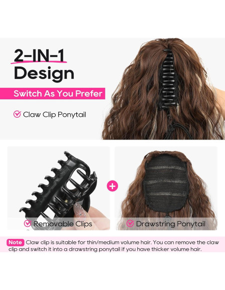 Extensión de Cola de Caballo Rizada REECHO 66 cm Marrón Negro