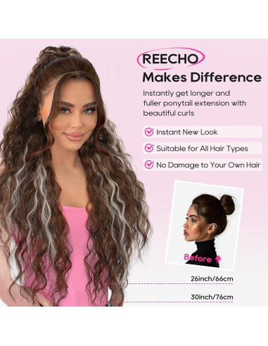 Extensión de Cola de Caballo Rizada REECHO 66 cm Marrón Negro