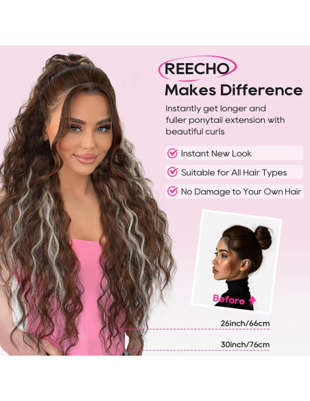 Extensión de Cola de Caballo Rizada REECHO 66 cm Marrón Negro
