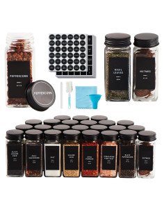Set de 25 Tarros de Especias de Vidrio con Etiquetas y Accesorios