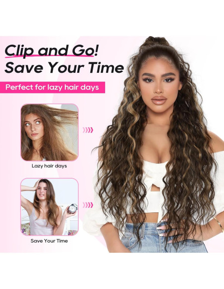 Extensión de Cola de Caballo Rizada REECHO 66 cm Marrón Negro