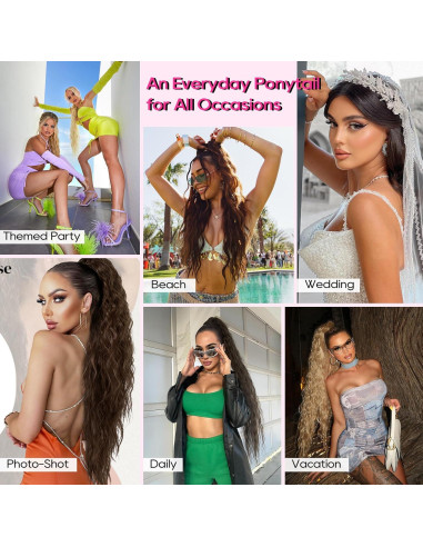 Extensión de Cola de Caballo Rizada REECHO 66 cm Marrón Negro