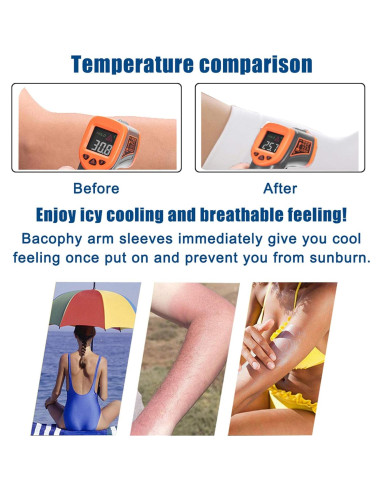 Bacophy 3 Pares Mangas Refrigerantes UV UPF 50 Unisex