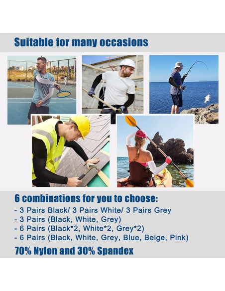 Bacophy 3 Pares Mangas Refrigerantes UV UPF 50 Unisex